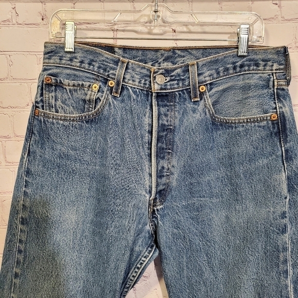 Levis by 3palms High Waisted Cropped Button Fly Cuffed - Picture 2 of 9